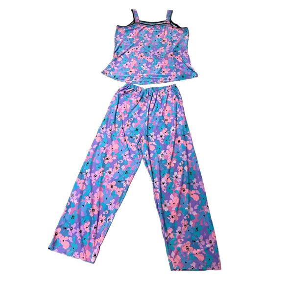 Two piece turquoise, blue and pink lounge set/pjs - Picture 1 of 8